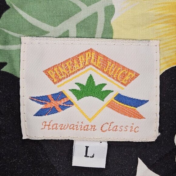 Made in Hawaii USA Pineapple Juice Hawaiian Shirt Mens Sz L Short Sleeve Floral - Picture 8 of 10